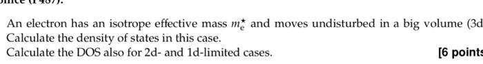 Solved An electron has an isotrope effective mass me⋆ and | Chegg.com