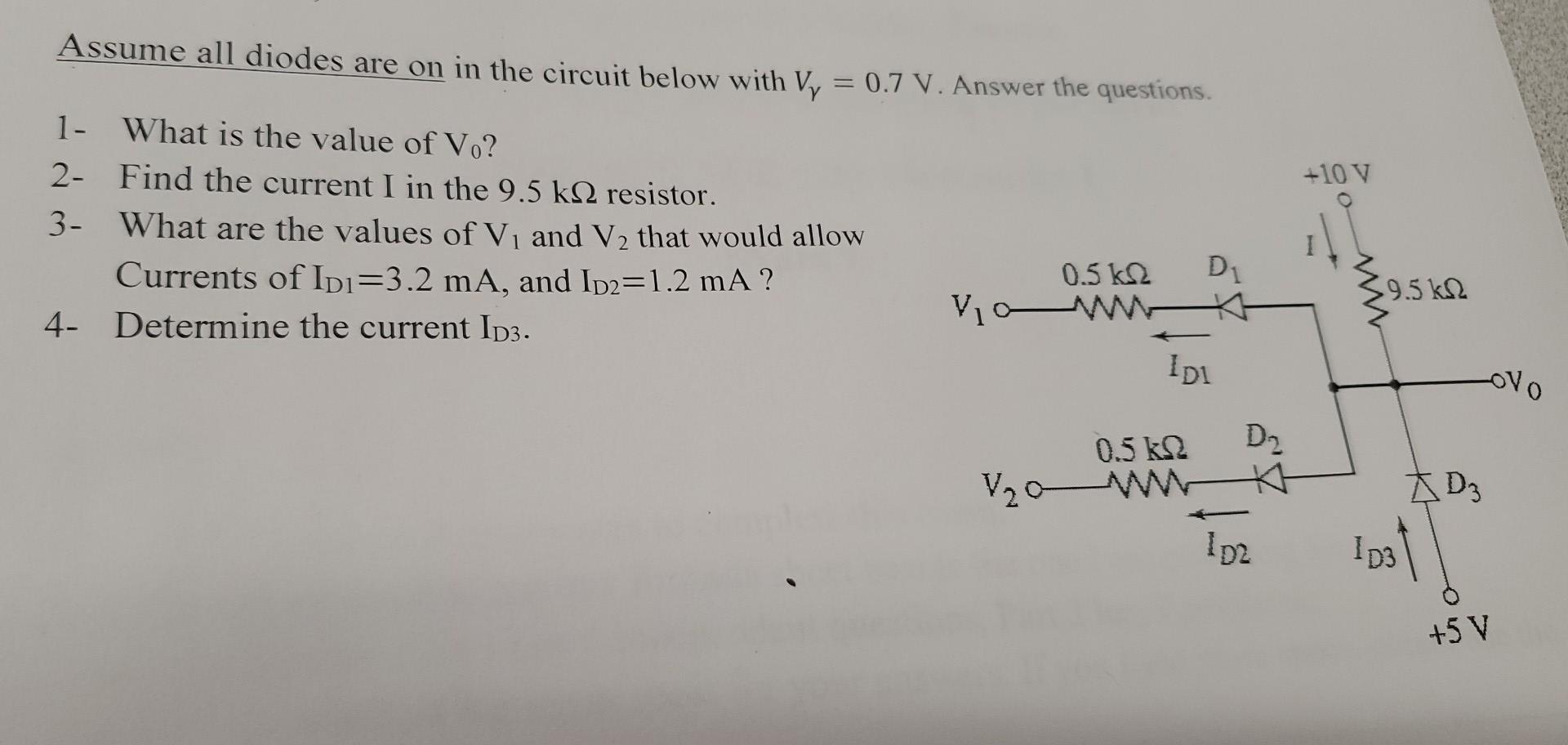 Solved Assume All Diodes Are On In The Circuit Below With | Chegg.com