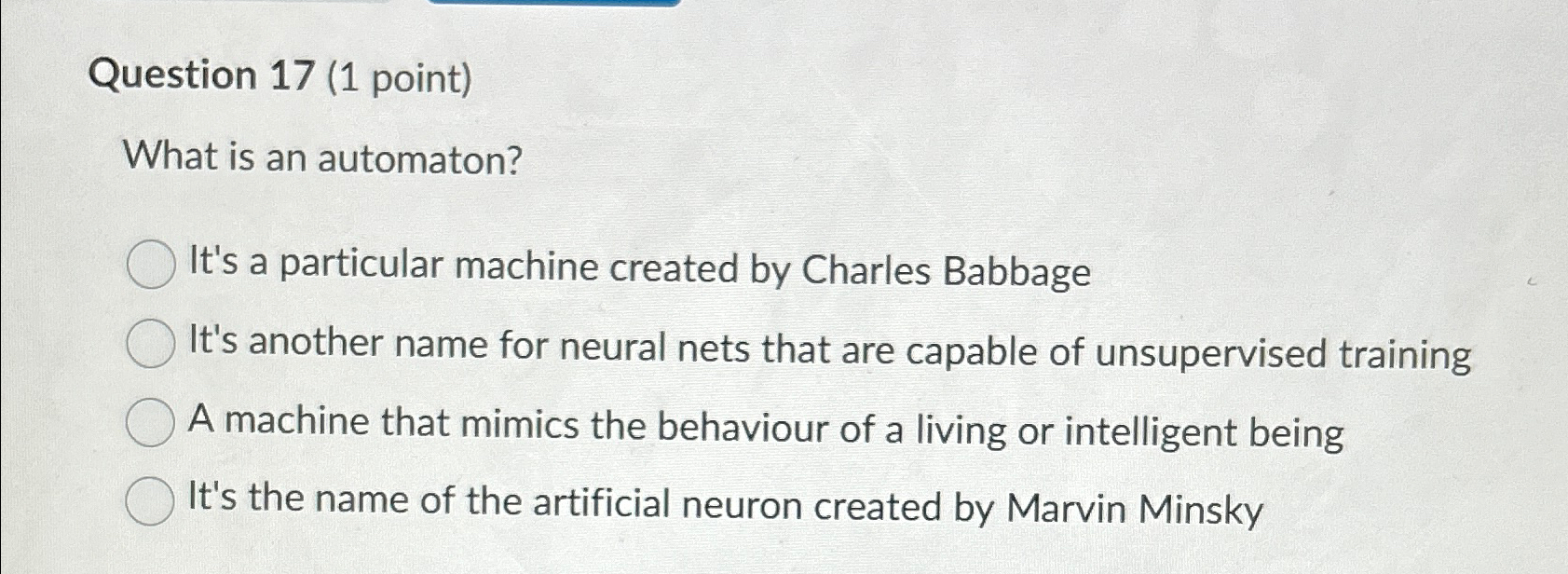 Solved Question 17 (1 ﻿point)What is an automaton?It's a | Chegg.com