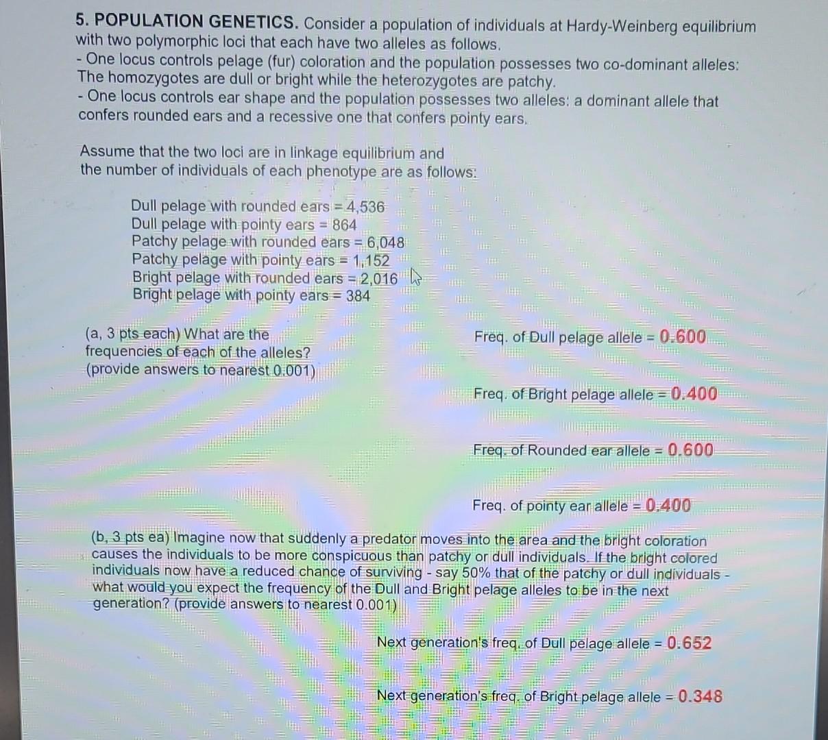 Solved 5. POPULATION GENETICS. Consider A Population Of | Chegg.com