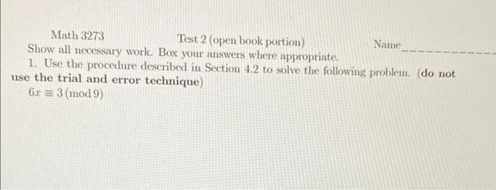 Solved Math 3273 Test 2 (open book portion) Name Show all | Chegg.com
