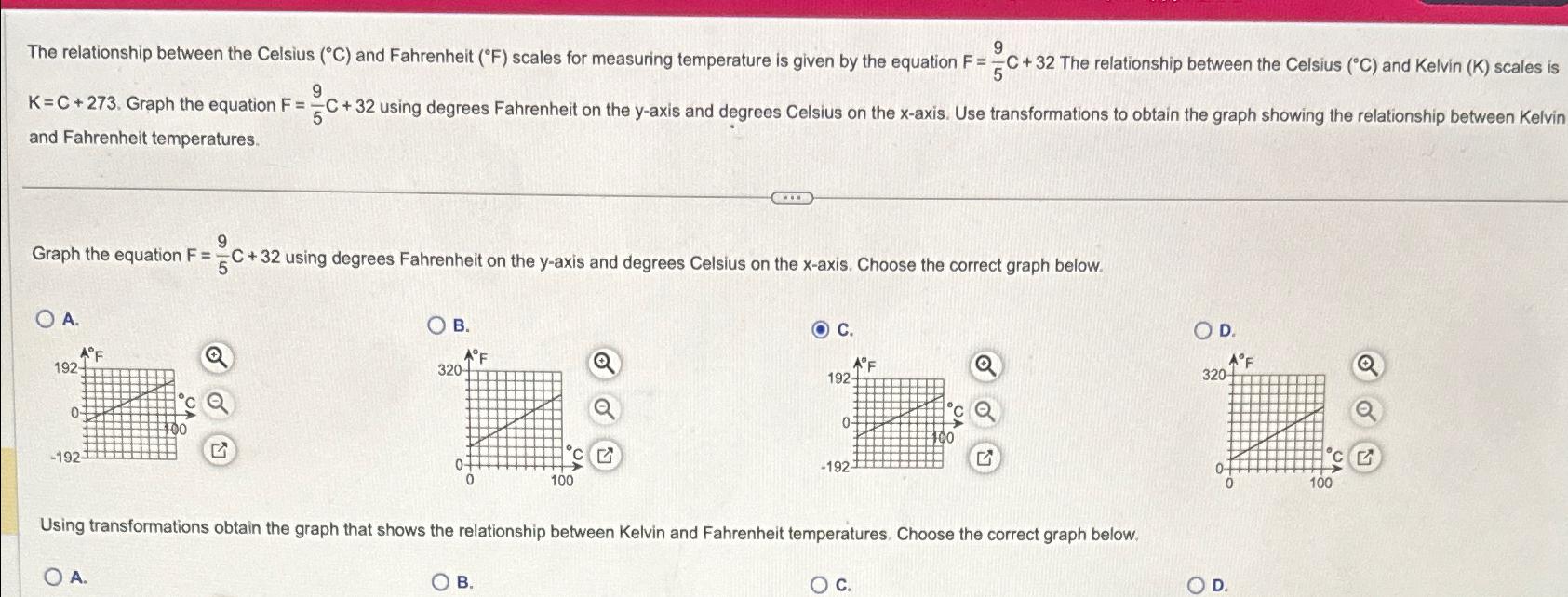 Solved The relationship between the Celsius (\\\\deg C) and | Chegg.com