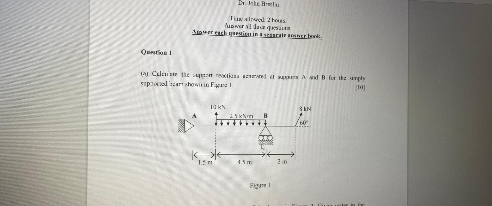 Solved Question 1(a) ﻿Calculate The Support Reactions | Chegg.com