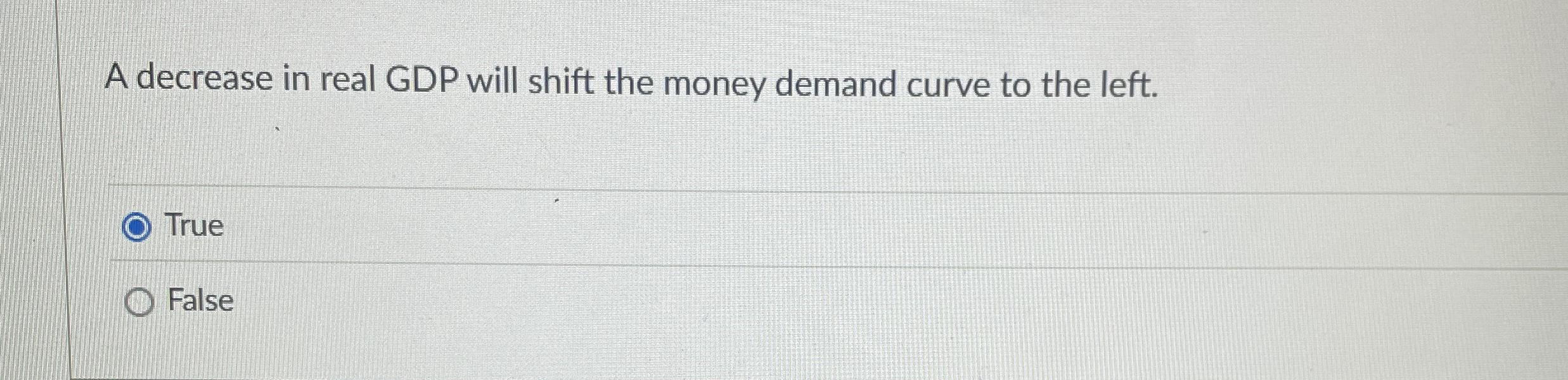 Solved A decrease in real GDP will shift the money demand | Chegg.com