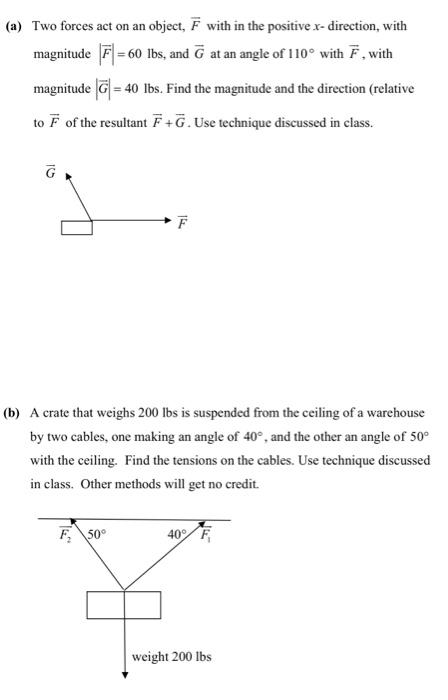 Solved (a) Two forces act on an object, Fˉ with in the | Chegg.com