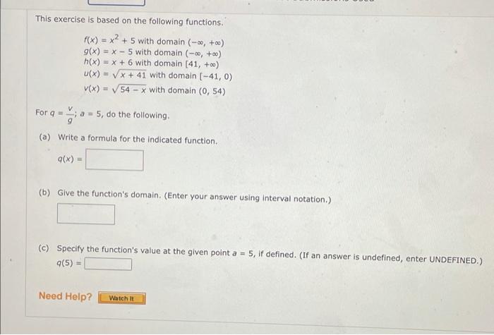 Solved This exercise is based on the following functions. | Chegg.com