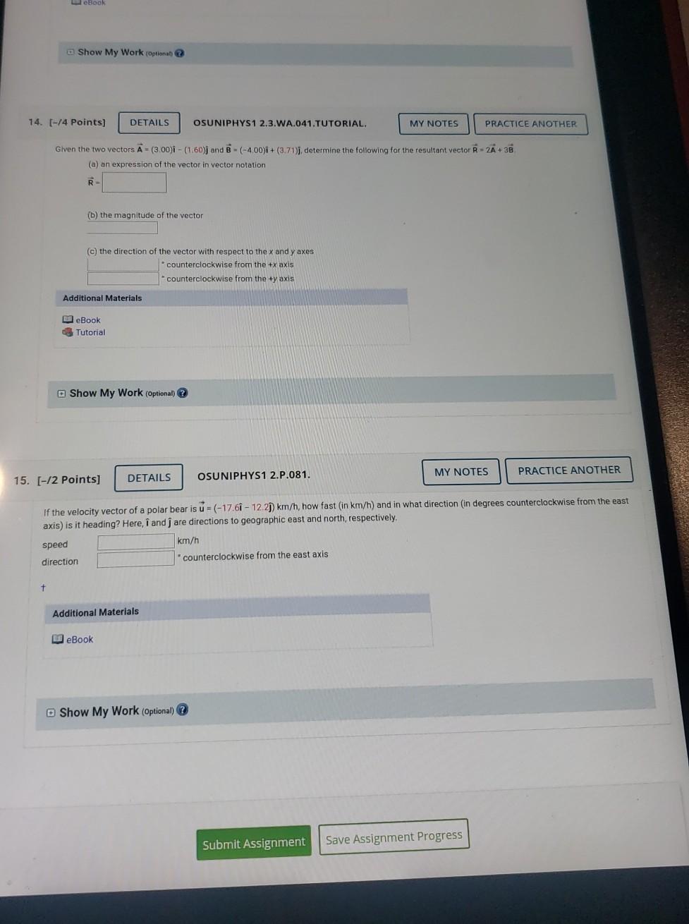 Directions To My Work Solved Book Show My Work (Optionat 14. (-74 Points) Details | Chegg.com