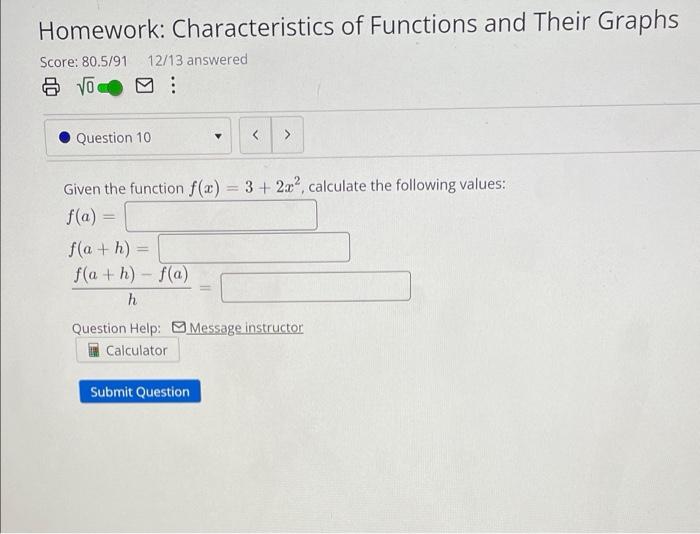 Solved Homework: Characteristics Of Functions And Their | Chegg.com