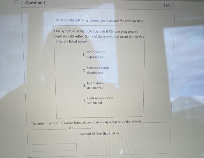 Solved Question 1 1 pts Please use the following information | Chegg.com