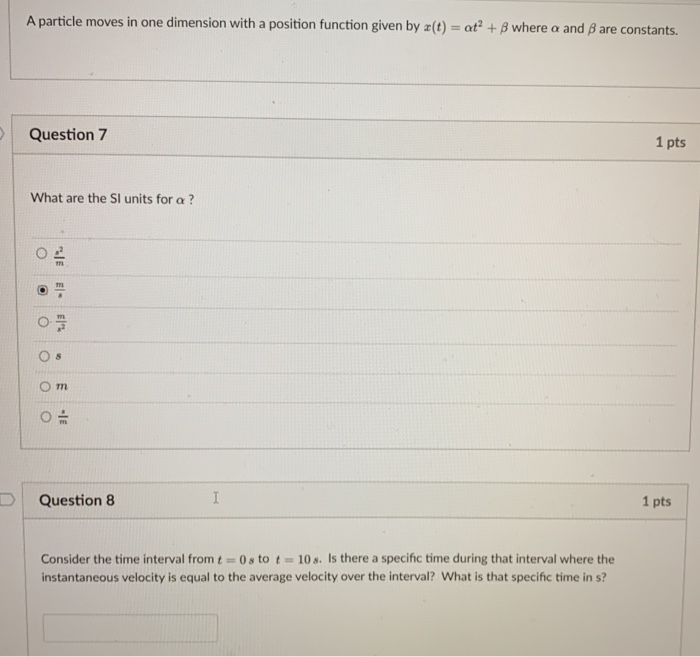 Solved A particle moves in one dimension with a position | Chegg.com