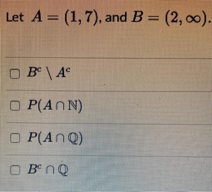 Solved Let A+ (1, 7), And B = (2, ο). Ο Β' \ Α Ο Ρ(ΑΠΝ) Ο | Chegg.com