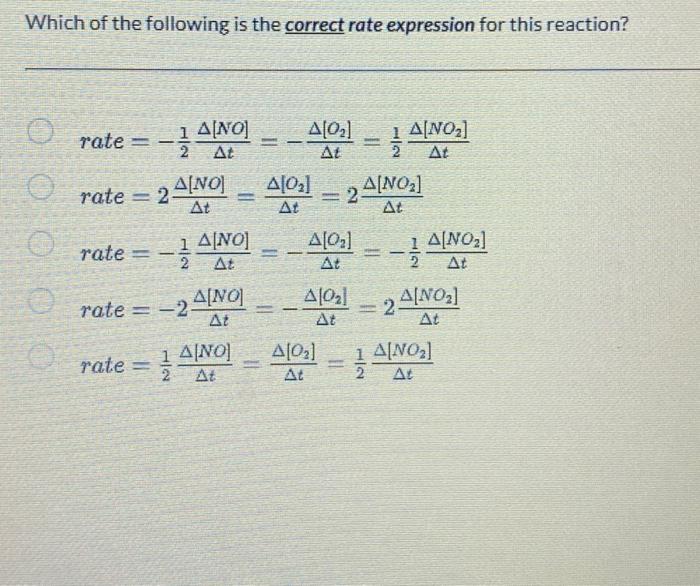 Which of the following is the correct rate expression | Chegg.com