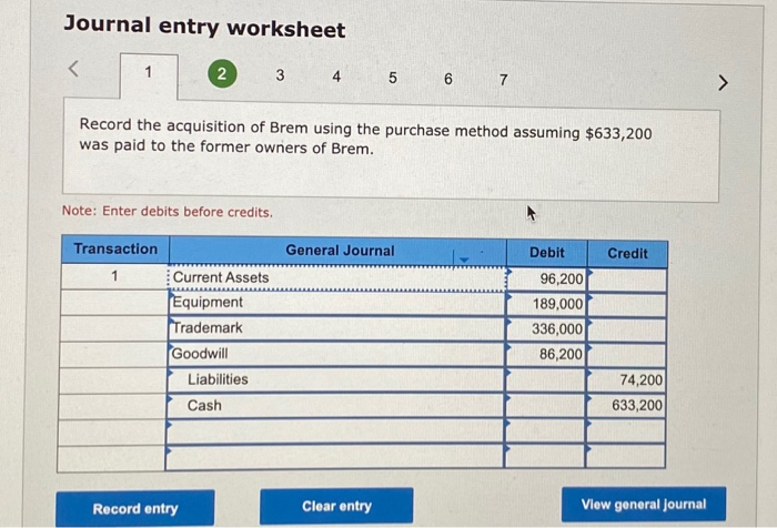 Solved Journal entry worksheet &lt; 1 2 3 4 5 6 7 &gt; Record the 