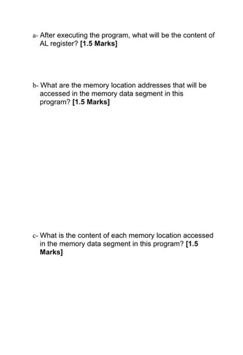Solved Question 1: Write an assembly language program to do | Chegg.com