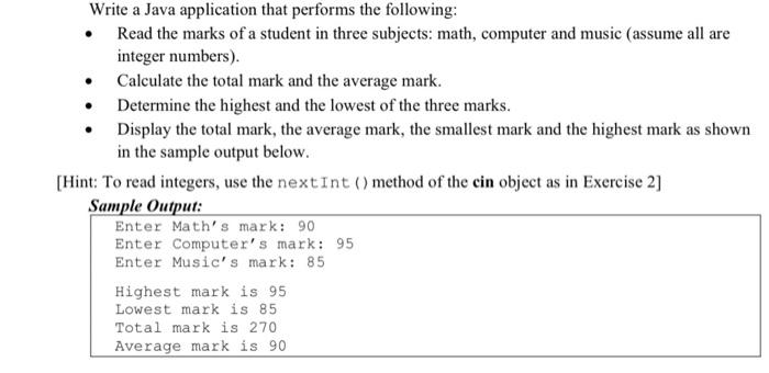 Solved . Write a Java application that performs the | Chegg.com