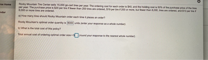 Solved se Home Rocky Mountain Tire Center sells 15,000 | Chegg.com