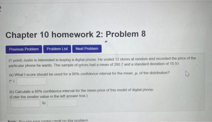 Solved Chapter 10 homework 2: Problem 8 Previous Problem | Chegg.com
