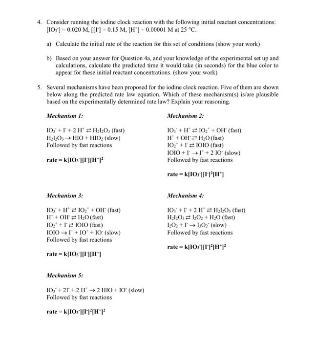 Solved Assignment: Kinetic Analysis of the lodine Clock | Chegg.com