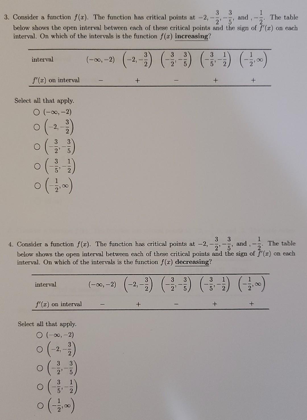 Solved 3 3 1 3. Consider a function f(x). The function has | Chegg.com
