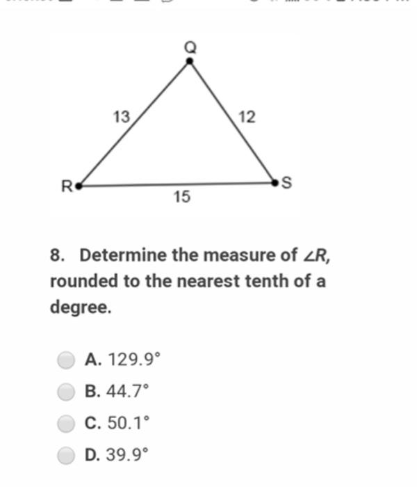 Solved 15 8 Determine The Measure Of Zr Rounded To The Chegg Com