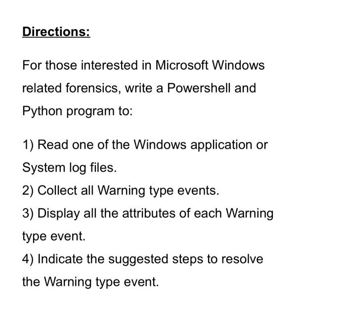 Solved Directions: For those interested in Microsoft Windows | Chegg.com