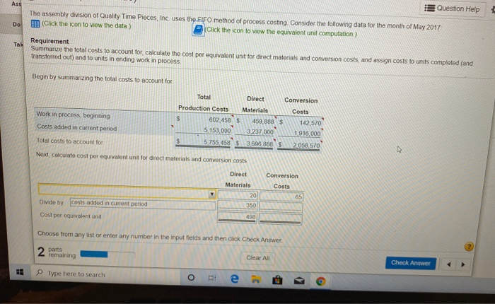 Solved ount for, calculate the cost per equivalent unit for 