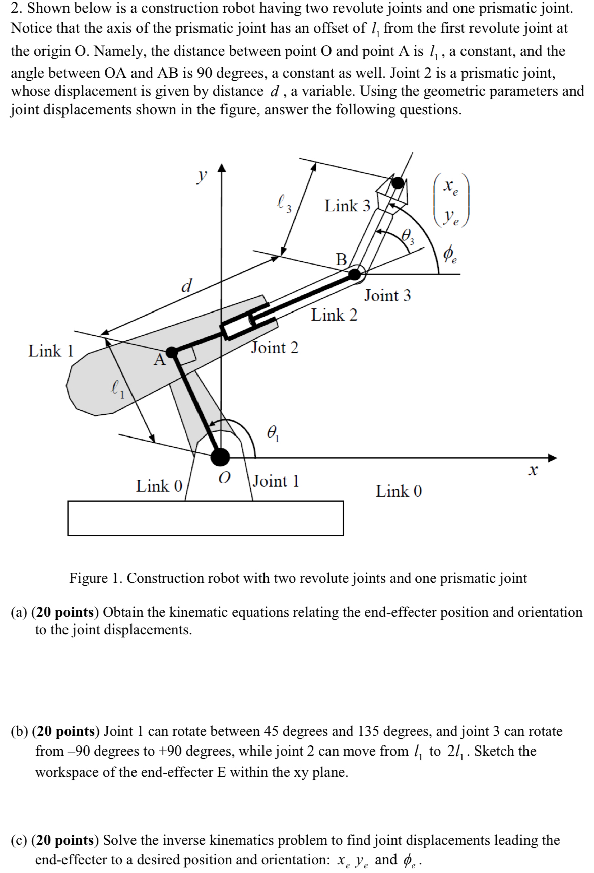 Solved Shown below is a construction robot having two | Chegg.com