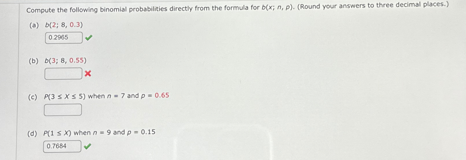 Solved Compute the following binomial probabilities directly | Chegg.com