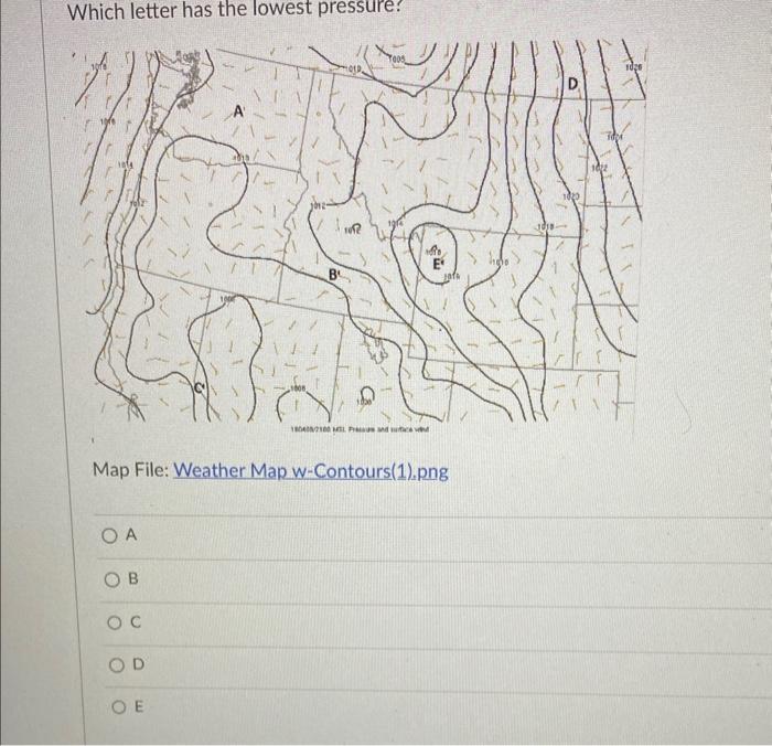 Solved Which letter has the highest pressure? Map File: | Chegg.com