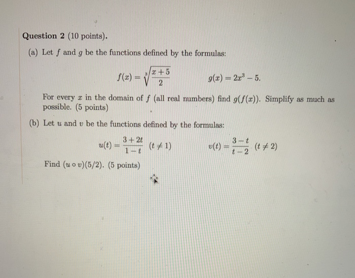 Solved Question 2 (10 points). (a) Let f and g be the | Chegg.com