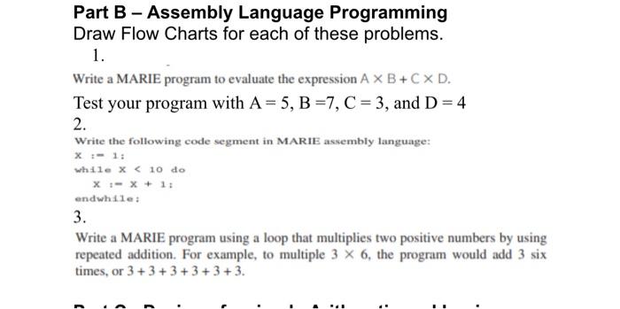 Solved Part B - Assembly Language Programming Draw Flow | Chegg.com