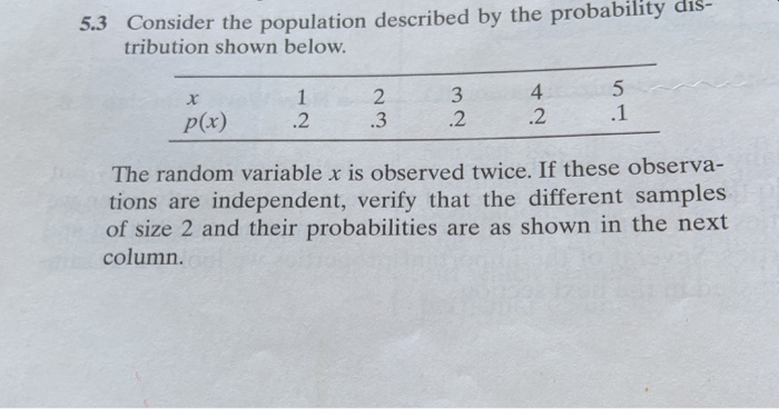 Solved 5.3 Consider the population described by the | Chegg.com