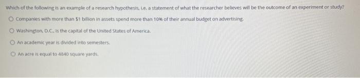 Solved Which of the following is an example of a research | Chegg.com