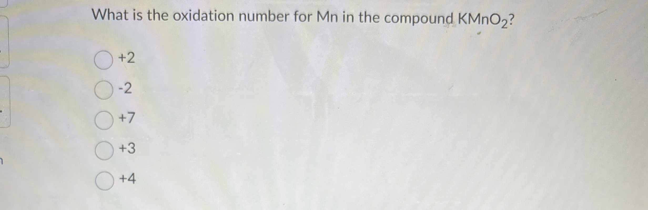 Solved What is the oxidation number for Mn in the compound | Chegg.com