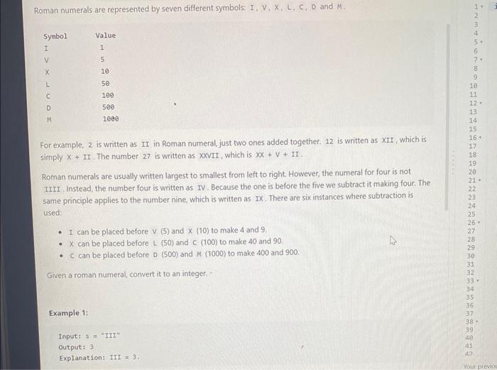 Solved Roman numerals are represented by seven different | Chegg.com