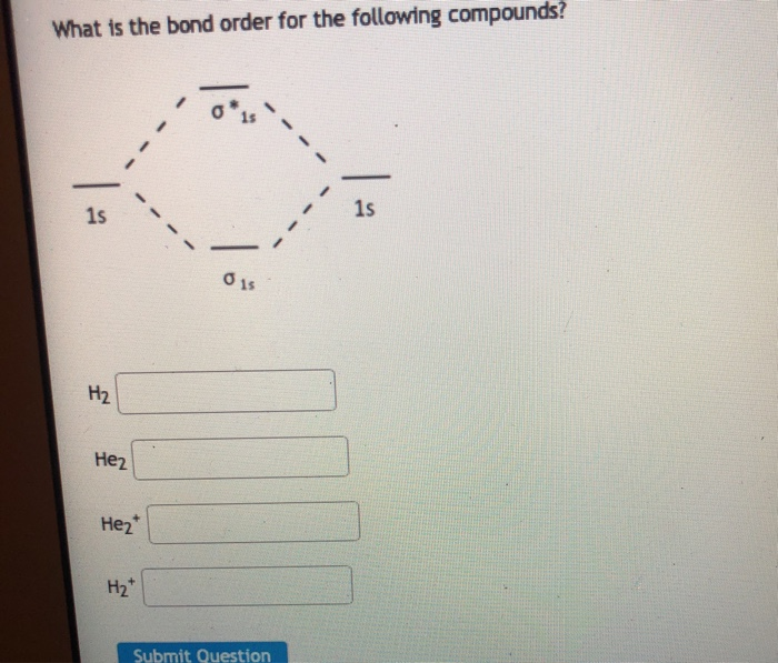 Solved What is the bond order for the following compounds? | Chegg.com