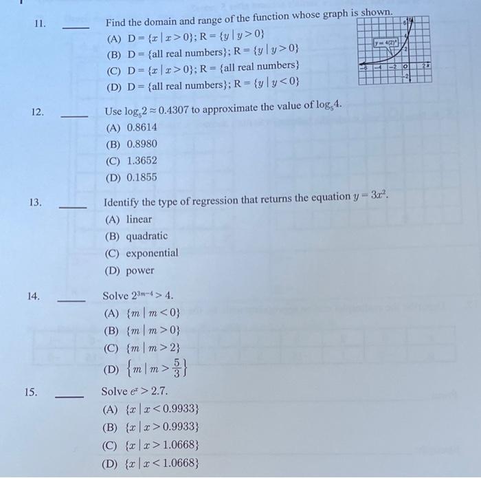 Solved 11. 4(2 o 22 Find the domain and range of the | Chegg.com