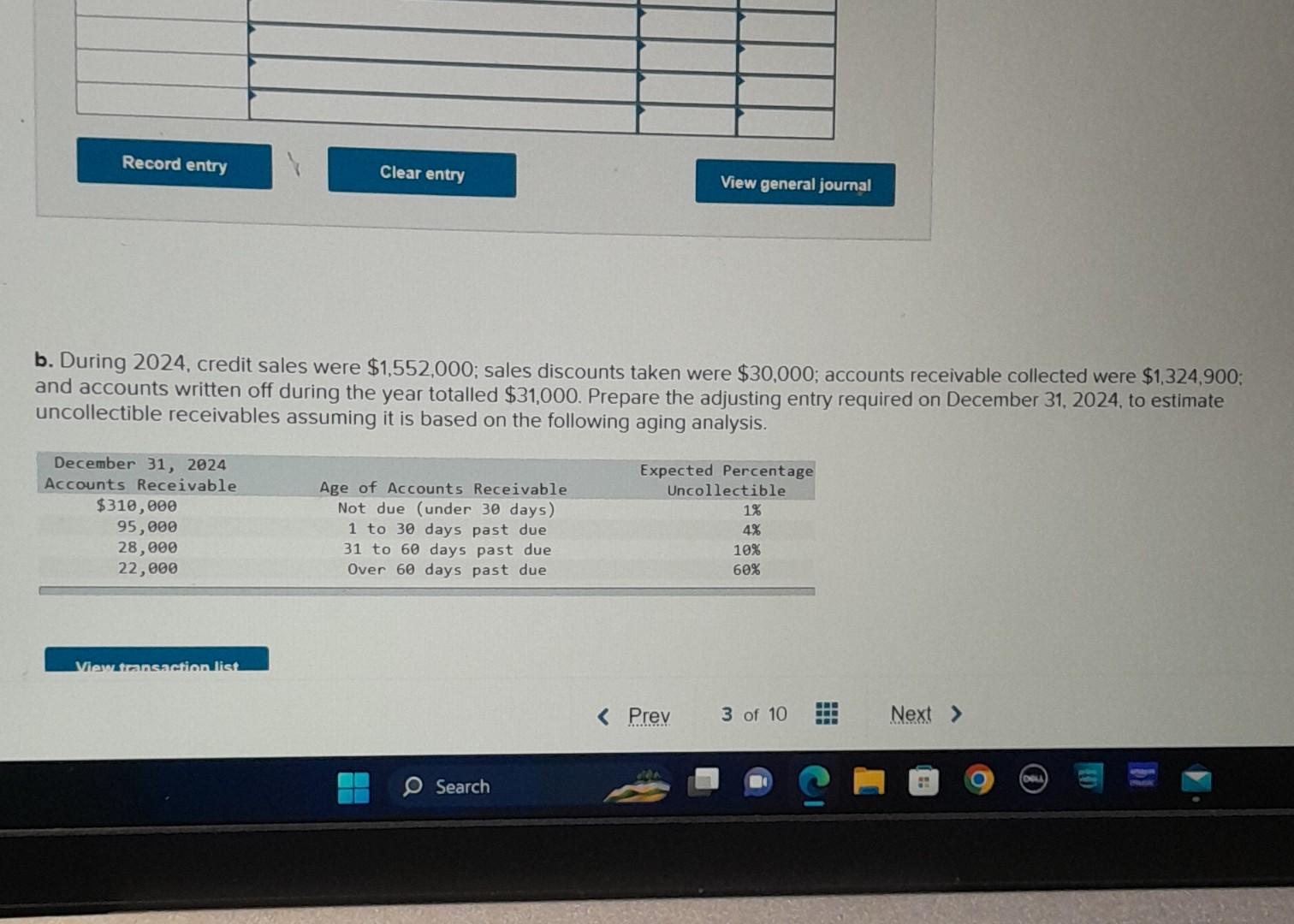 Solved B During 2024 Credit Sales Were 1 552 000 Sales Chegg Com   Image 