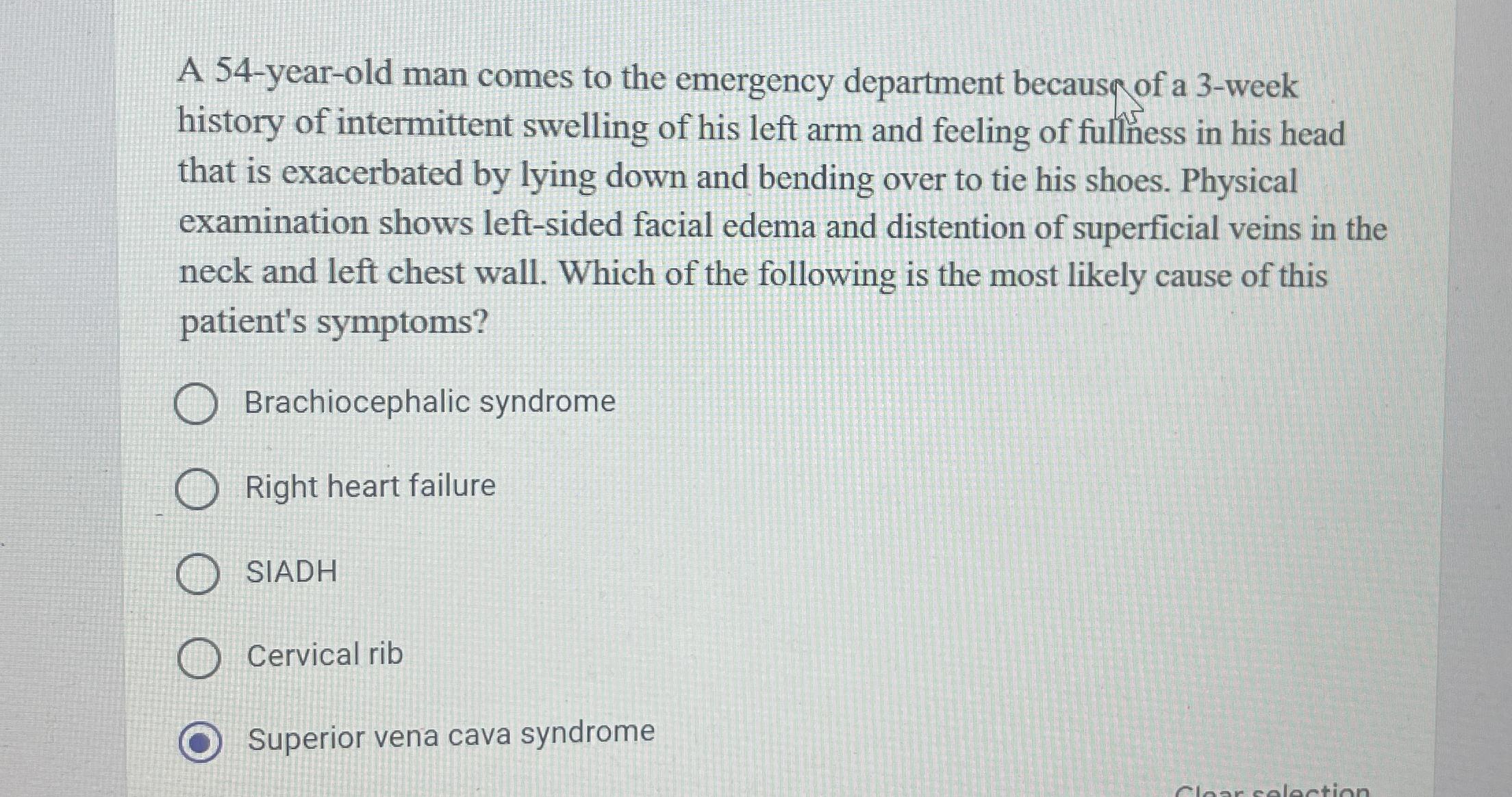 Solved A 54-year-old man comes to the emergency department | Chegg.com