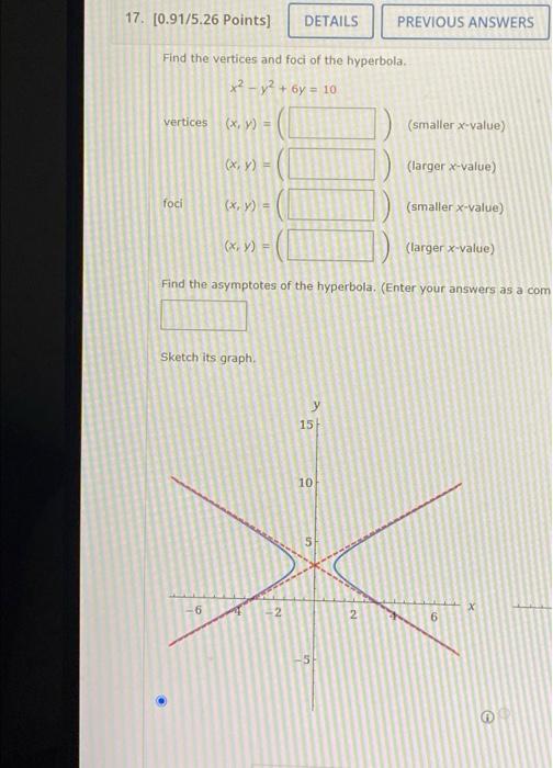 find the vertices and foci of the hyperbola calculator