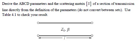 Solved Derive the ABCD parameters and the scattering matrix | Chegg.com