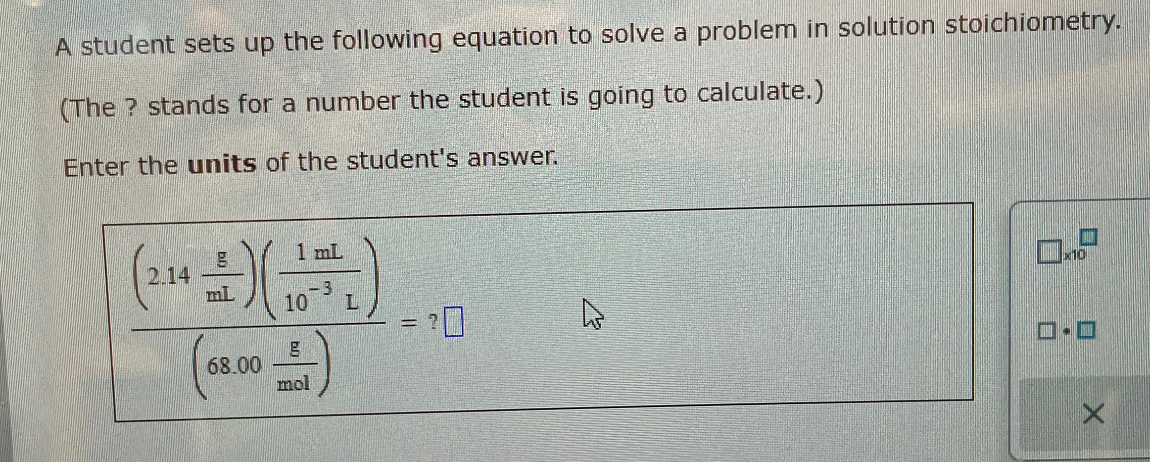 Solved A student sets up the following equation to solve a | Chegg.com