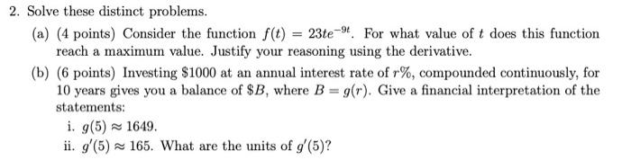 Solved 2. Solve these distinct problems. (a) (4 points) | Chegg.com
