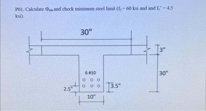 Solved P01. Calculate Φmn and check minimum steel limit | Chegg.com