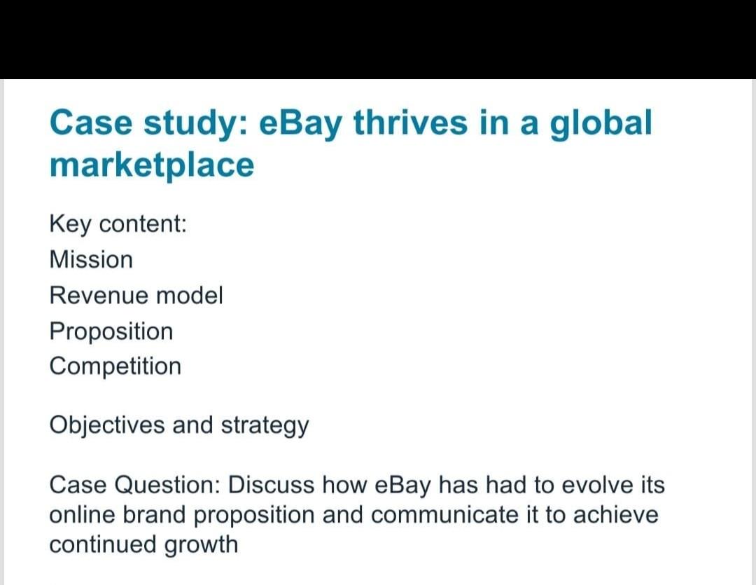 case study 1 ebay thrives in the global marketplace