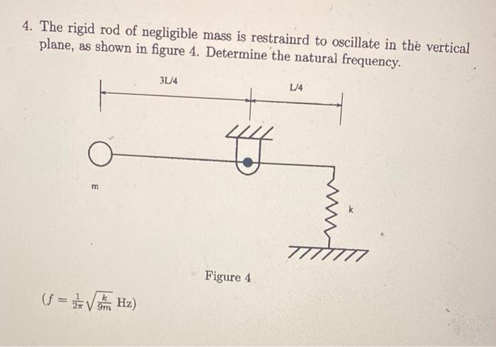 Solved 4. The rigid rod of negligible mass is restrainrd to | Chegg.com