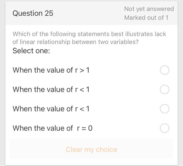 Solved Question 25 Not yet answered Marked out of 1 1 Which | Chegg.com