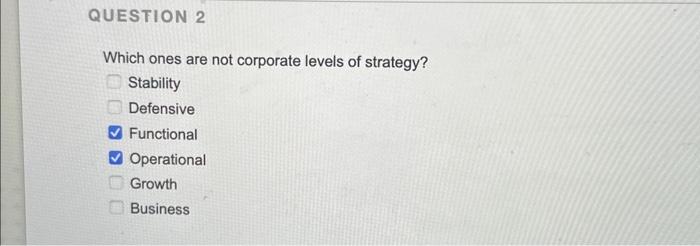 Solved Which Ones Are Not Corporate Levels Of Strategy? | Chegg.com