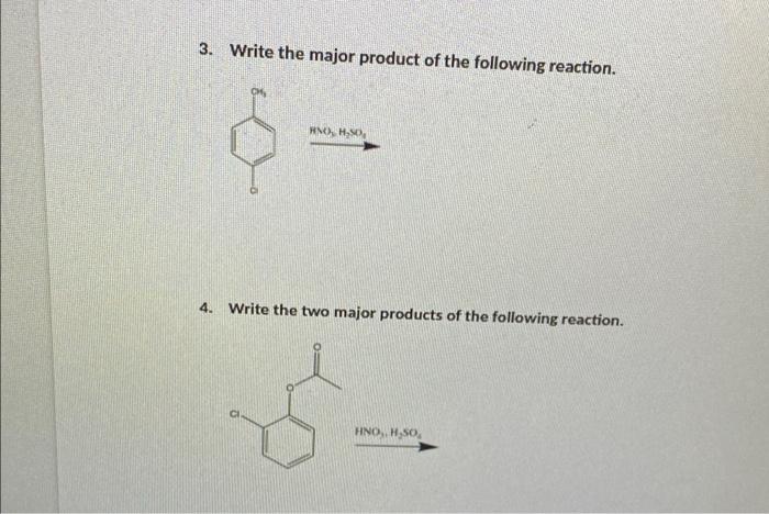 Solved write major product for first two, and two major | Chegg.com