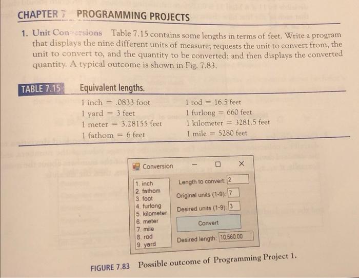 Solved CHAPTER 7 PROGRAMMING PROJECTS 1. Unit Constsions | Chegg.com